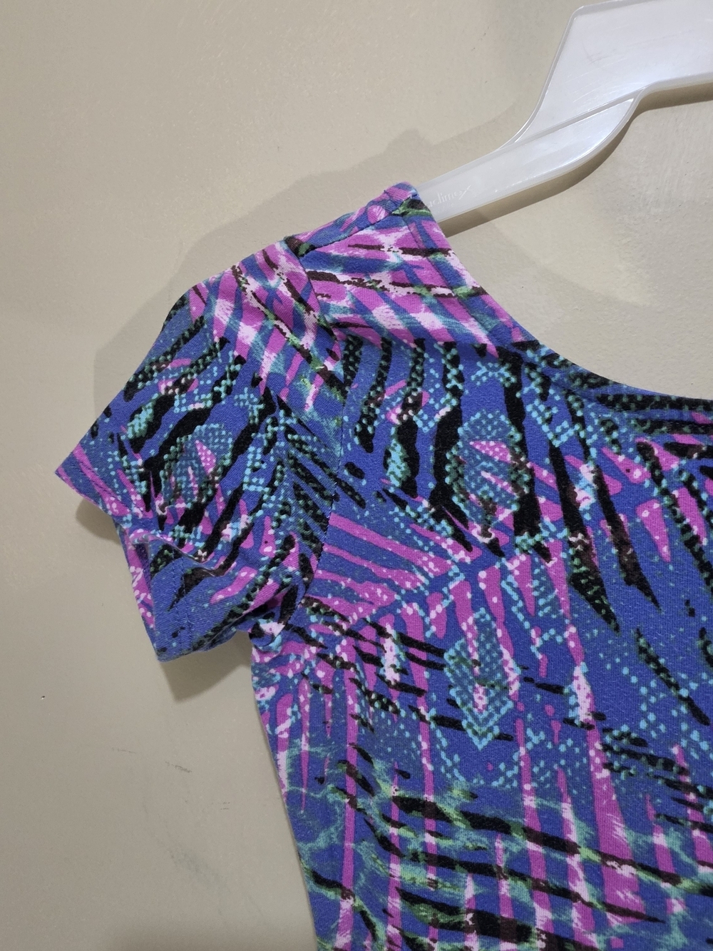 WAYF XS Bodycon Midi Dress Purple Pink Abstract Y2K Stretch Made USA - Picture 4 of 8